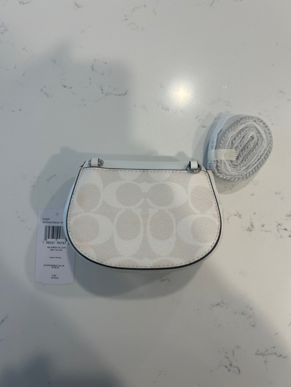Brand New Coach Mini Signature Saddle Crossbody - Chalk White - Picture 2 of 2